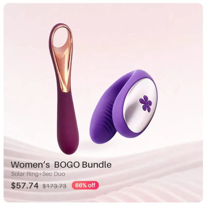 Women's BOGO Solar Ring Finger Vibrator +Sec Duo Couples Vibe